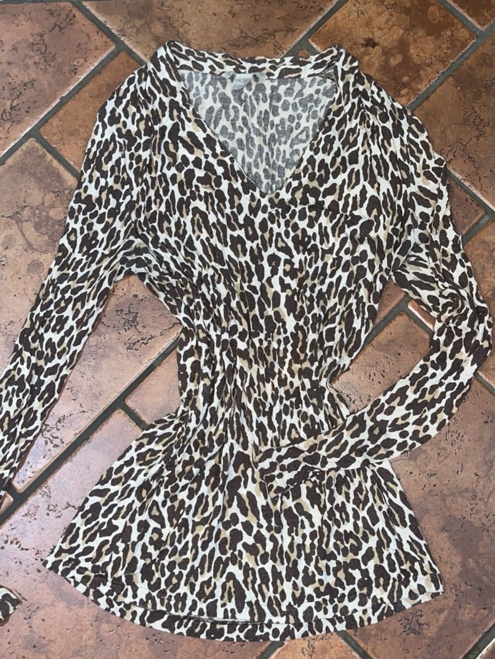 Banana Republic Long-Sleeve Leopard Print Dress - Brown & Cream